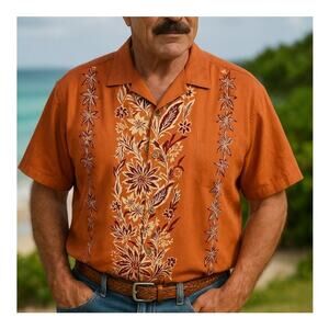 Vintage 100% Silk Tommy Bahama Tropical Hawaiian Style Shirt Button Up Size XL